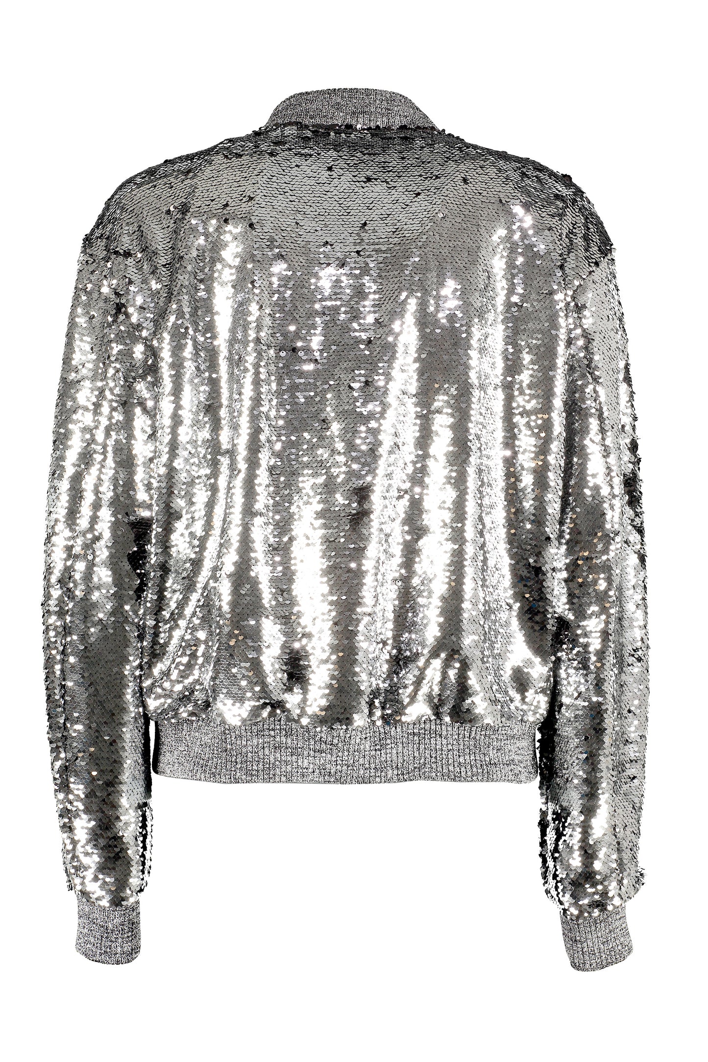 Reversible sequins bomber jacket