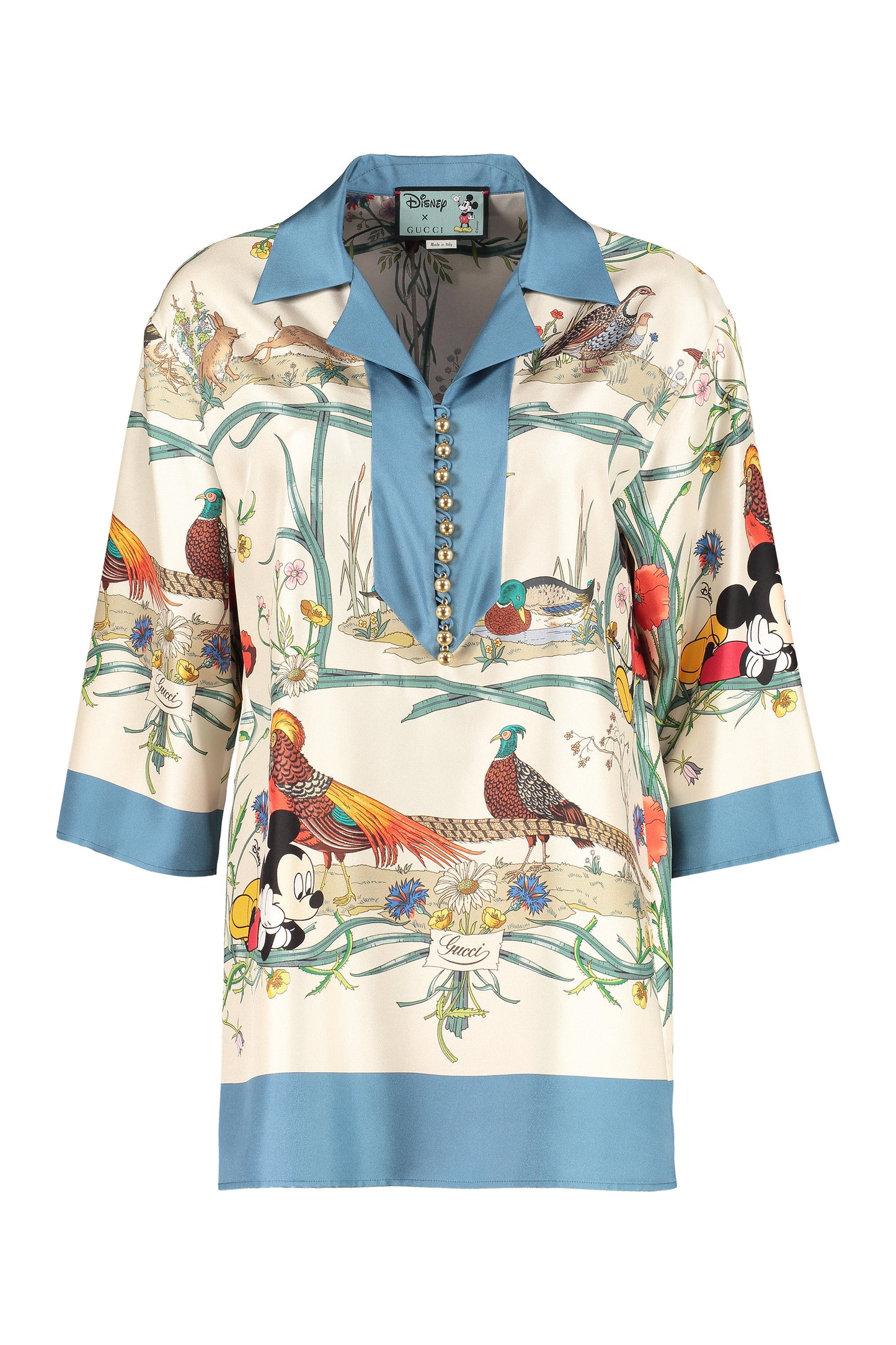 Disney x Gucci printed silk pajama blouse