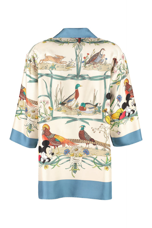 Disney x Gucci printed silk pajama blouse