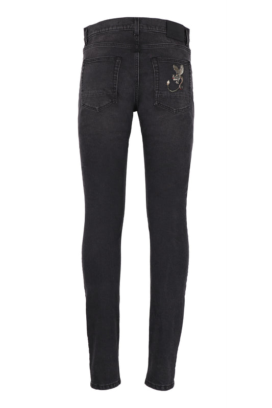 Embroidered slim fit jeans