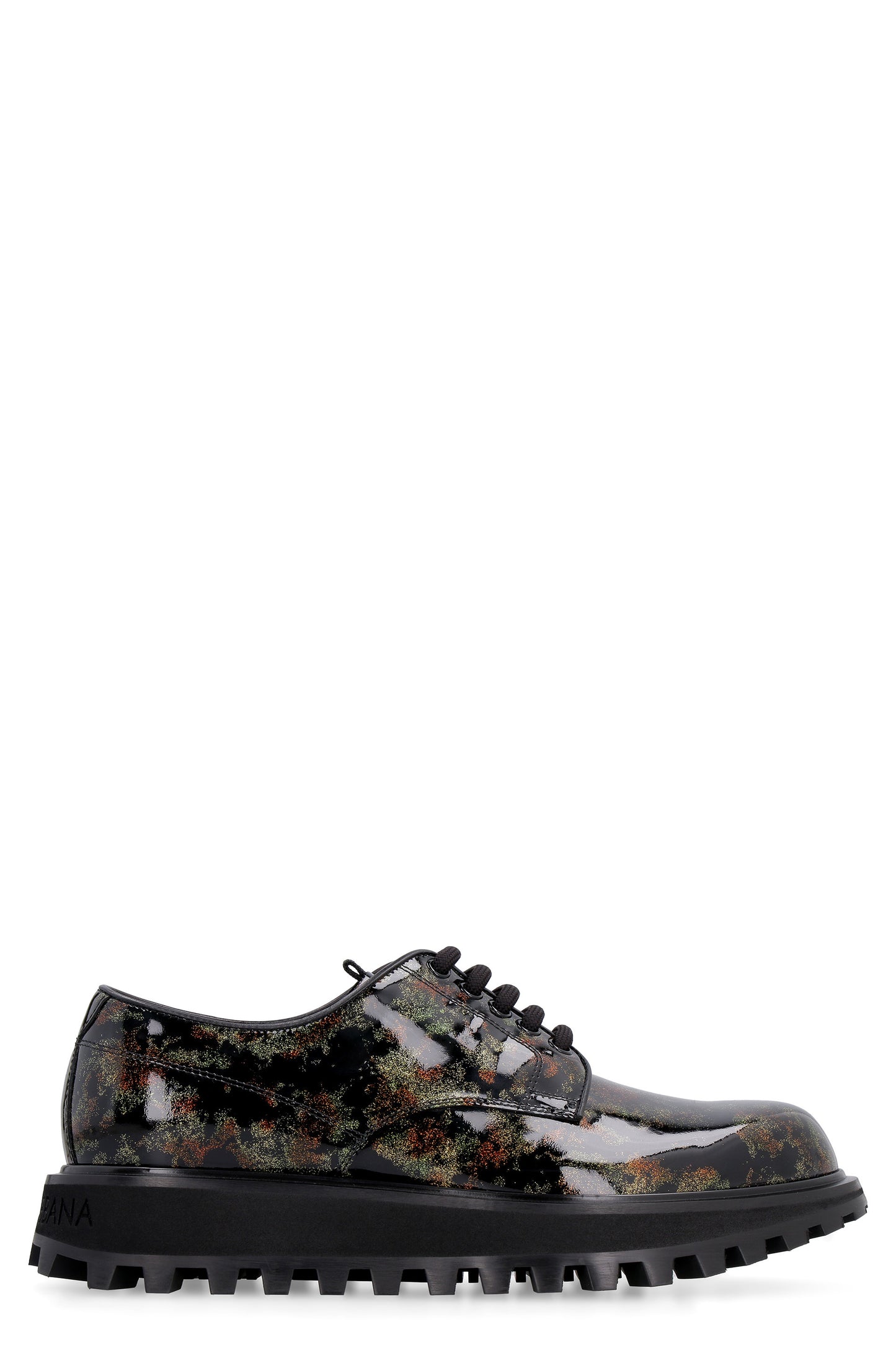 Glittered patent leather derby shoes
